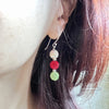 Sterling Silver Triple Pave Crystal Fireball Earring in Green, Red, and White Crystals