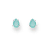 Sterling Silver Turquoise Cubic Zirconia Teardrop Prong Set Stud Earrings