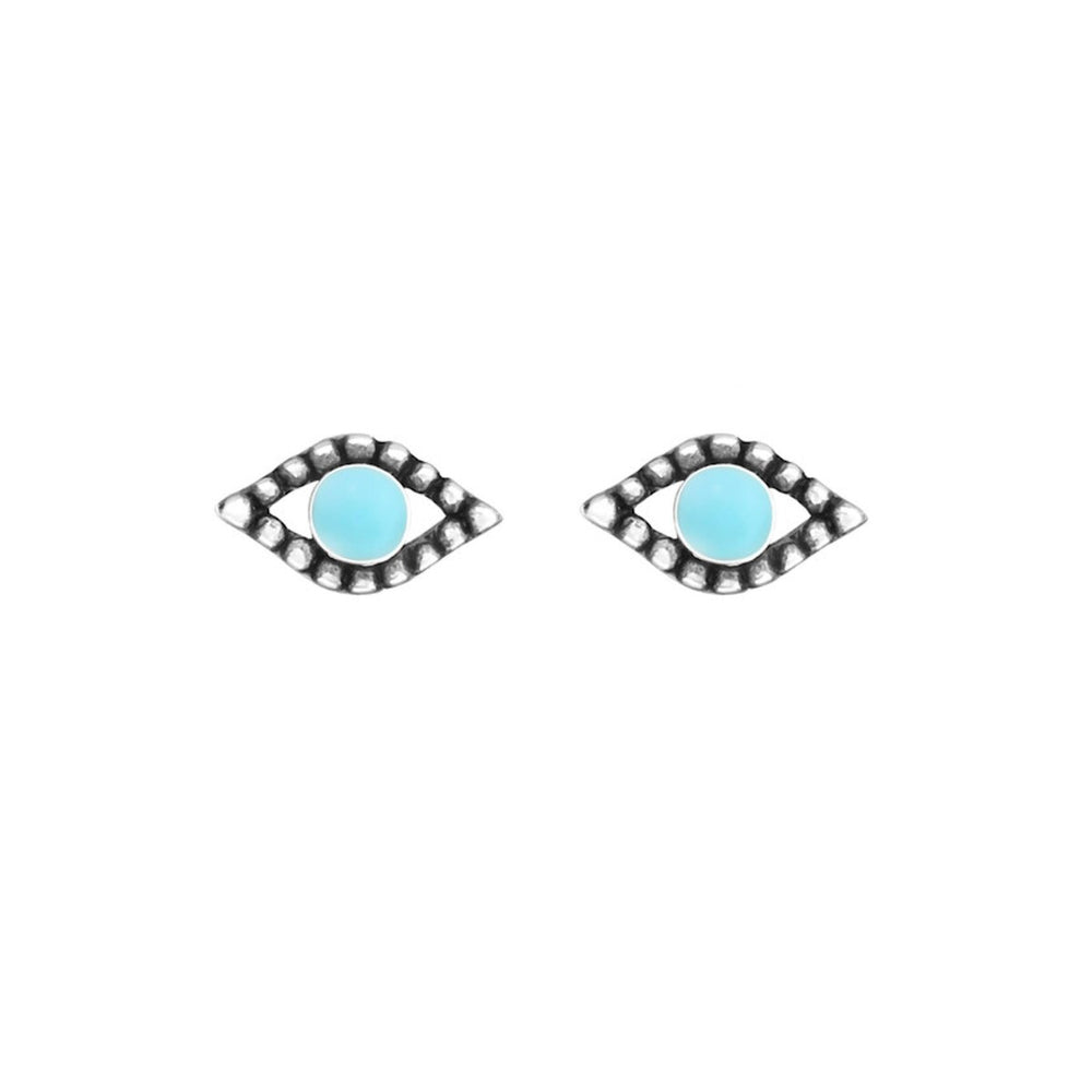 Sterling Silver Turquoise Eye Stud Earrings