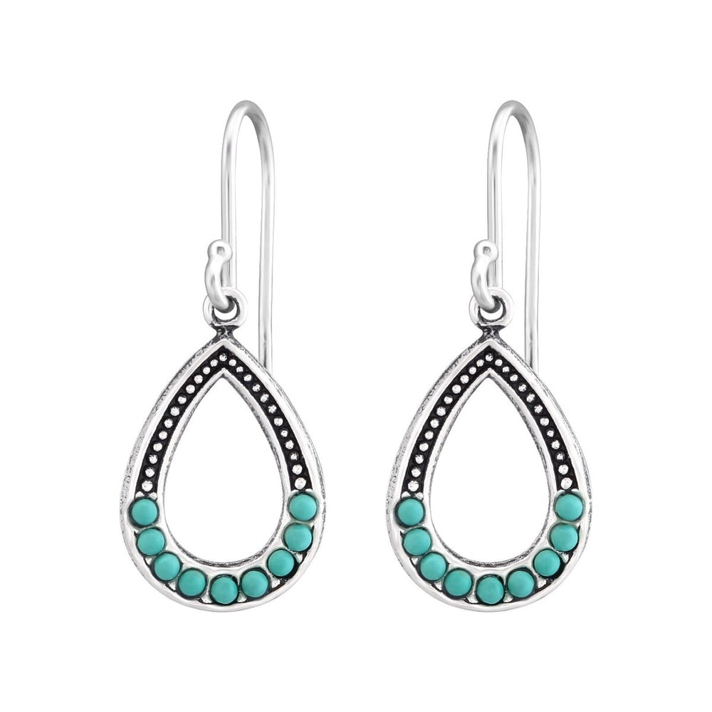 Sterling Silver Turquoise Teardrop Drop Earrings