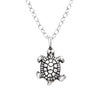 Sterling Silver Turtle Pendant Necklace - White