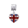 Sterling Silver UK Flag Heart Drop Charm