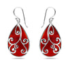 Sterling Silver Vine line Top withTeardrop Red Carnelian Earring