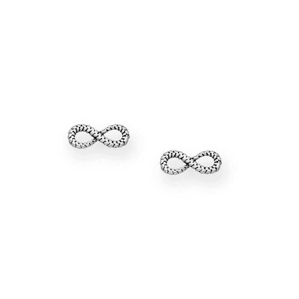 Sterling Silver Wheat Chain Infinity Stud Earrings