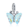 Sterling Silver White Blue Cubic Zirconia Butterfly Charm