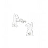 Sterling Silver White Enamel Bunny with Cubic Zirconia Stud Earrings