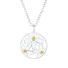 Sterling Silver White Enamel and Yellow Crystal Daisy Pendant Necklace