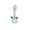 Sterling Silver White Lab Opal Unicorn Hanging Charm