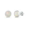 Sterling Silver White Opal Circle Stud Earrings - 6mm