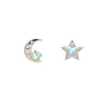 Sterling Silver White Opal Moon And Star Earrings