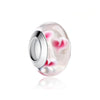 Sterling Silver White Pink Hearts Glass Bead Charm