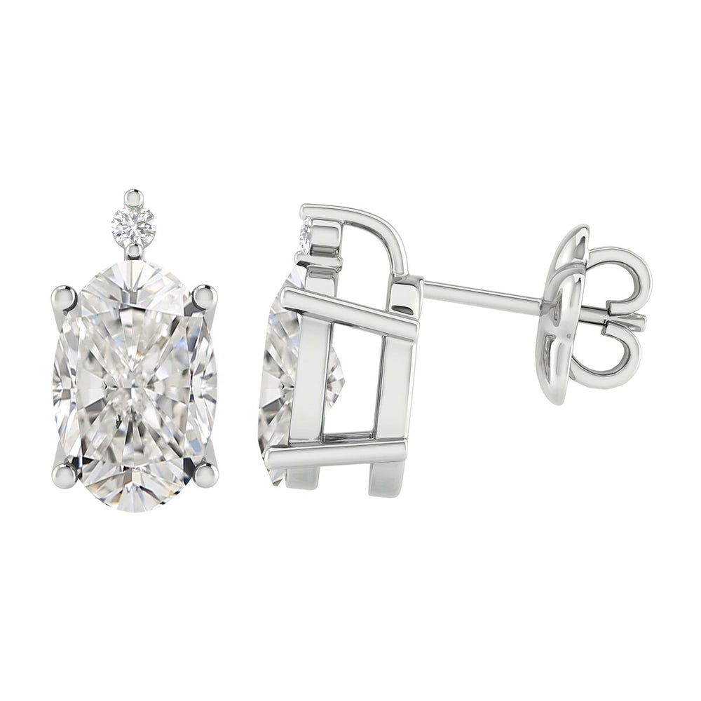 Sterling Silver White Topaz and Diamond Stud Earrings