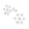 Sterling Silver White & Clear CZ Snowflake Dainty Stud Earrings