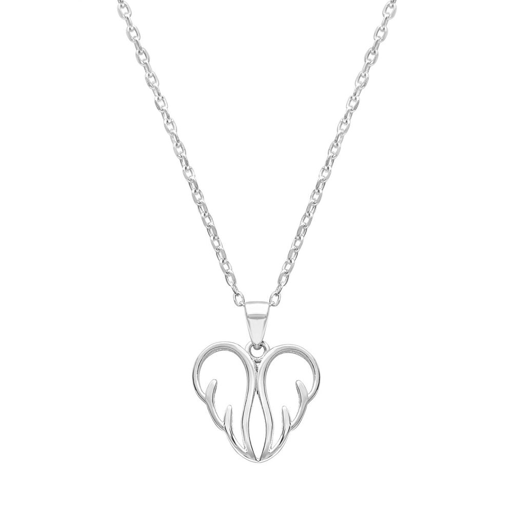 Sterling Silver Wing Heart Pendant Necklace - White