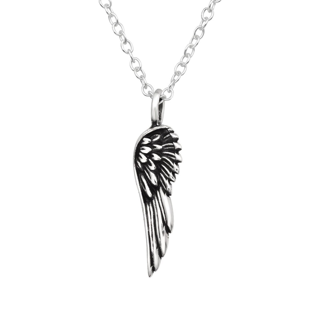 Sterling Silver Wing Pendant Necklace - White