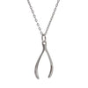 Sterling Silver Wish Bone Pendant Necklace - White