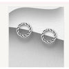 Sterling Silver Woven Open Circle Stud Earrings