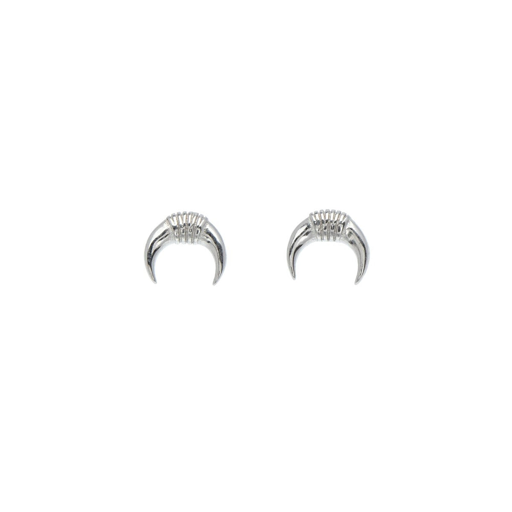 Sterling Silver Wrapped Crescent Moon Stud Earrings