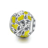 Sterling Silver Yellow Leaf & CZ Bracelet Charm