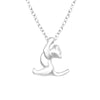 Sterling Silver Yoga Cat Pendant Necklace - Ag Sterling - White