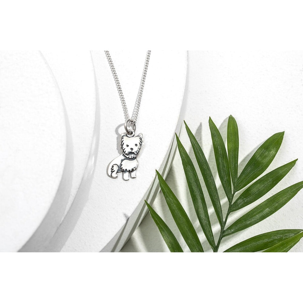 Sterling Silver Yorkie Dog Pendant Necklace