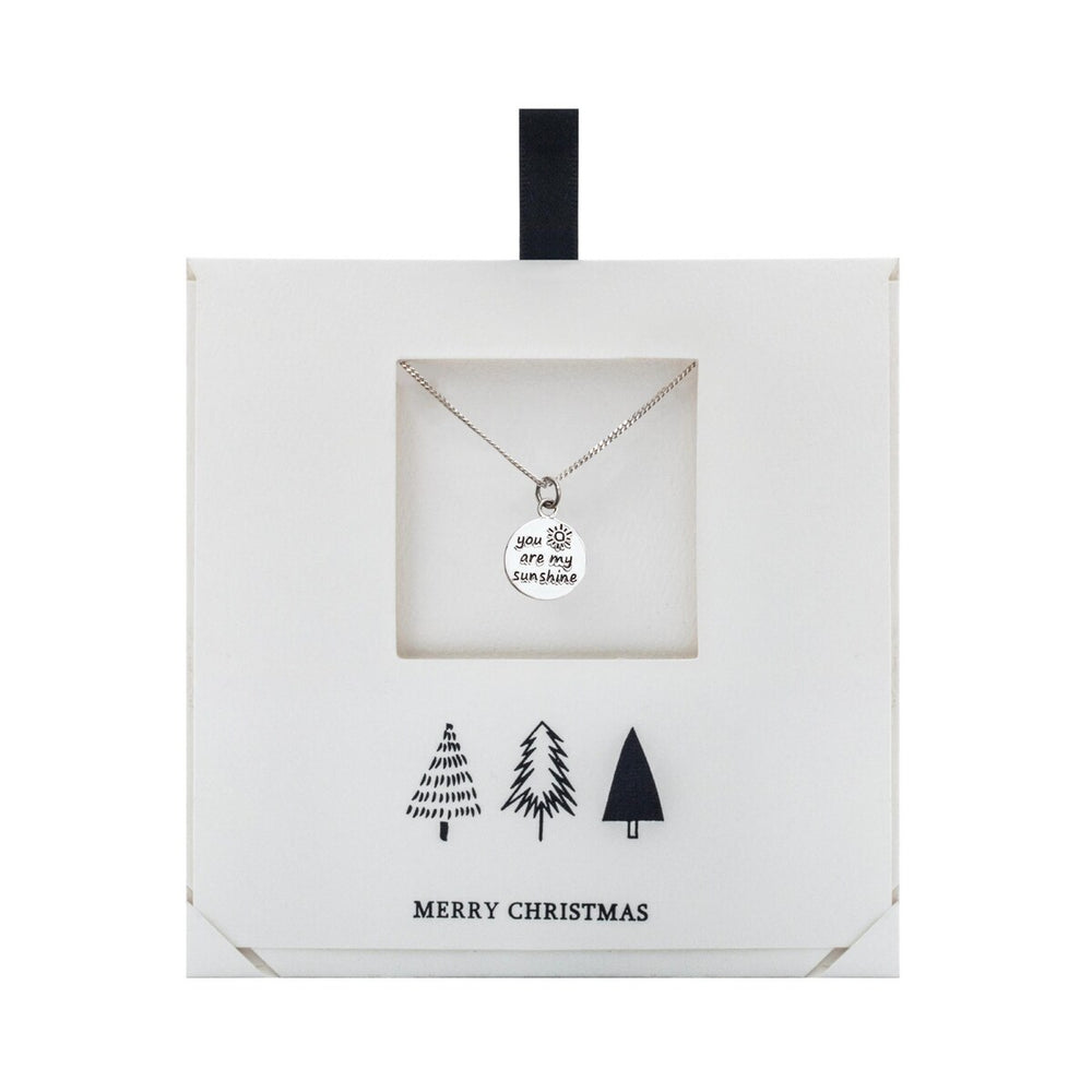 Sterling Silver You Are My Sunshine Pendant Necklace On Holiday Card - White