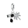 Sterling Silver & Black Camera, Palm Tree & Sunglasses Dangling Charm