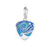 Sterling Silver & Blue Green CZ Ocean Scape Guitar Pick Dangling Charm