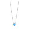 Sterling Silver & Blue Lab Opal Circular Solitaire Pendant Necklace - White