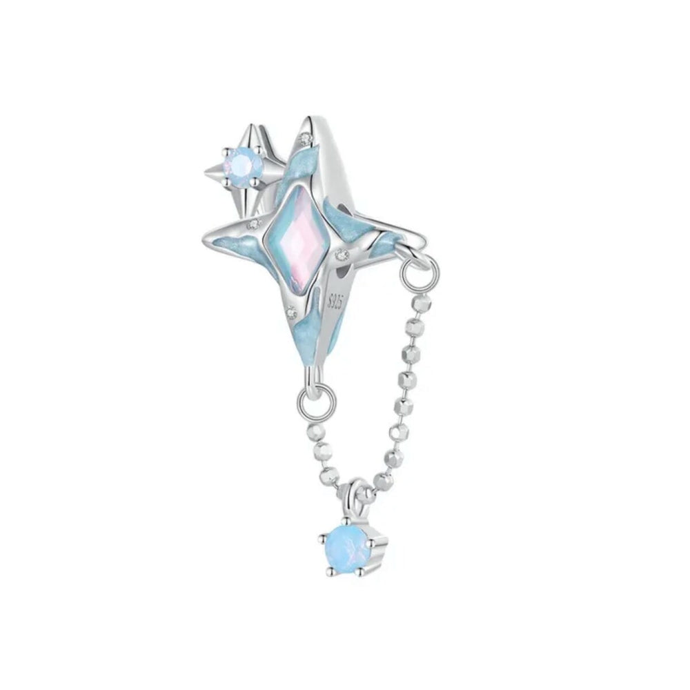 Sterling Silver & Blue Milky Opal North Star Dangling Charm