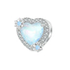 Sterling Silver & Blue Opal CZ Heart with Snowflakes Charm