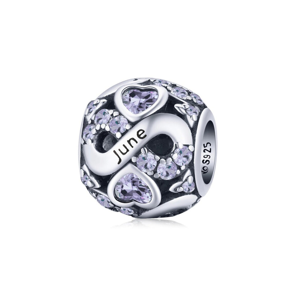 Sterling Silver & CZ Birthstone Hearts Charm