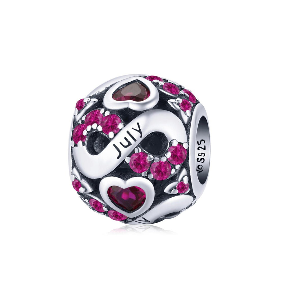 Sterling Silver & CZ Birthstone Hearts Charm