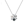 Sterling Silver & CZ Clustered White, Black & Grey Freshwater Pearl Pendant Necklace - Signature Pearls - White