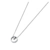 Sterling Silver & CZ Dual Interlocked Circles Pendant Necklace - White