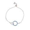 Sterling Silver & CZ Pave Interlocked Blue Lab Opal Adjustable Bracelet - Clear