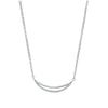 Sterling Silver & CZ Pave Open Crescent Moon Sideways Pendant Necklace - White