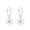 Sterling Silver & CZ Snowflake Huggie Hoop Earrings