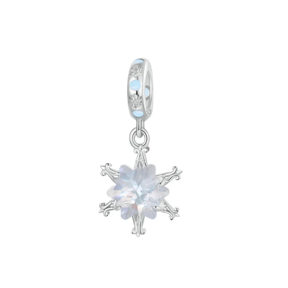 Sterling Silver & Clear CZ Snowflake Dangling Charm