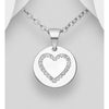 Sterling Silver & Cubic Zirconia Disc Heart Pendant Necklace - White