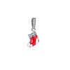 Sterling Silver & Cubic Zirconia Red Stocking Charm