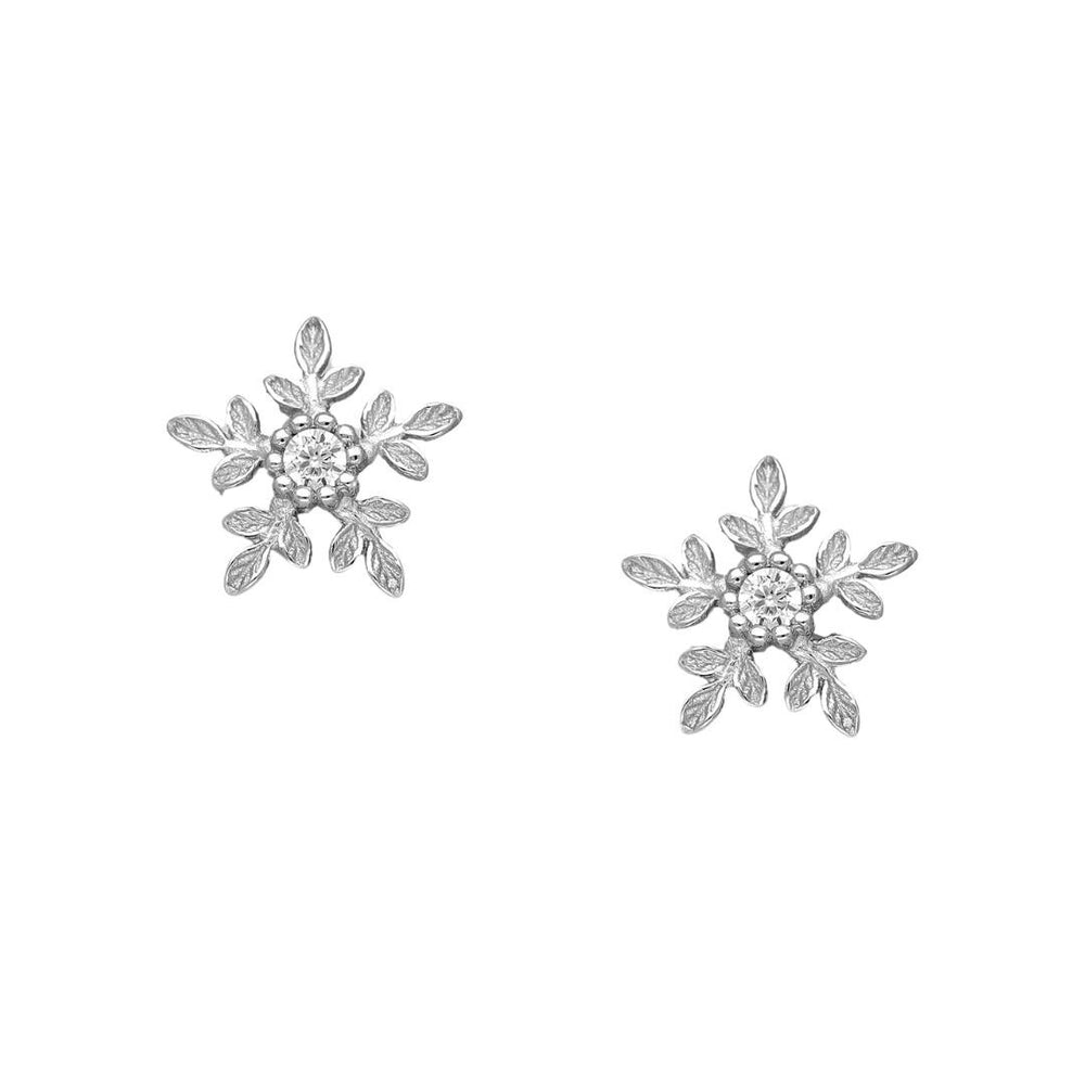 Sterling Silver & Cubic Zirconia Snowflake Stud Earrings