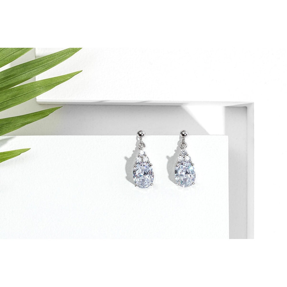 Sterling Silver & Cubic Zirconia Teardrop Earrings