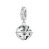 Sterling Silver & Dainty CZ Christmas Bell Dangling Charm