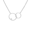 Sterling Silver & Dainty Cubic Zirconia Linked Circle Necklace - Ag Sterling - White