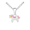 Sterling Silver & Enamel Unicorn Pendant Necklace - White