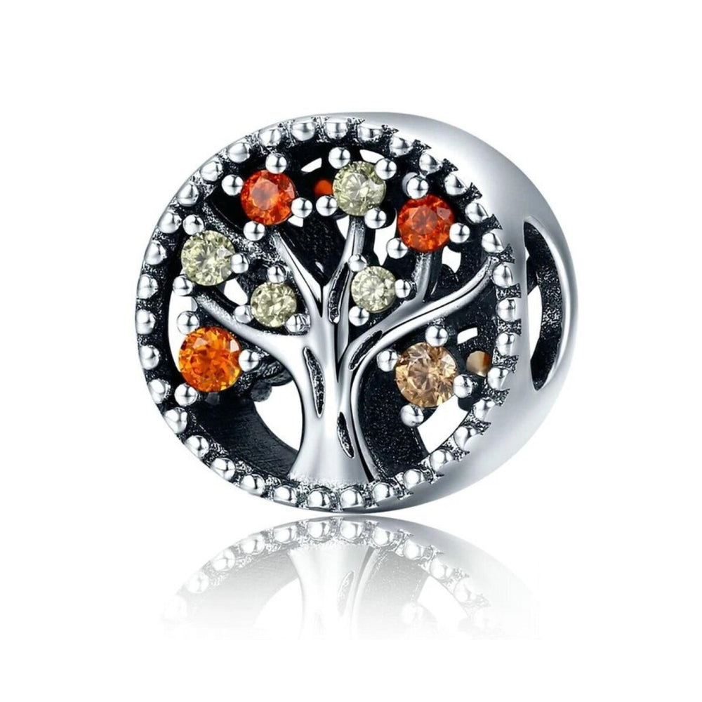 Sterling Silver & Fall Coloured CZ Tree Bracelet Charm