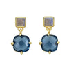 Sterling Silver & Gold Plated Faceted Blue Iolite & Square Labradorite Drop Stud Earrings