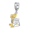 Sterling Silver & Goldtone Plated Love Letter with Tulips Dangling Charm