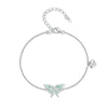 Sterling Silver & Green Cubic Zirconia Butterfly Charm Bracelet - Clear